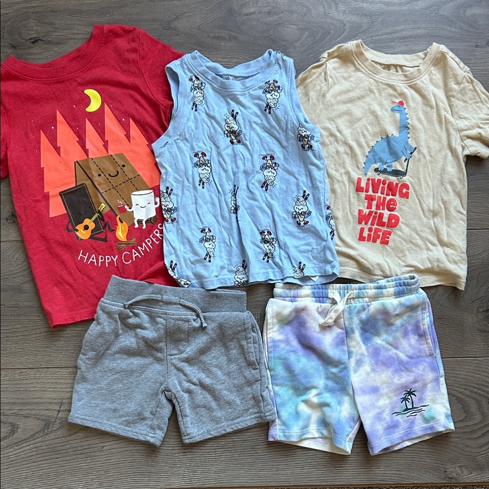 2T Toddler Boys Summer Shorts Tees Bundle - Cat & Jack, Old Navy, Art Class